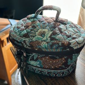 Vera Bradley Home & Away Round Cosmetic Bag. Java Brown